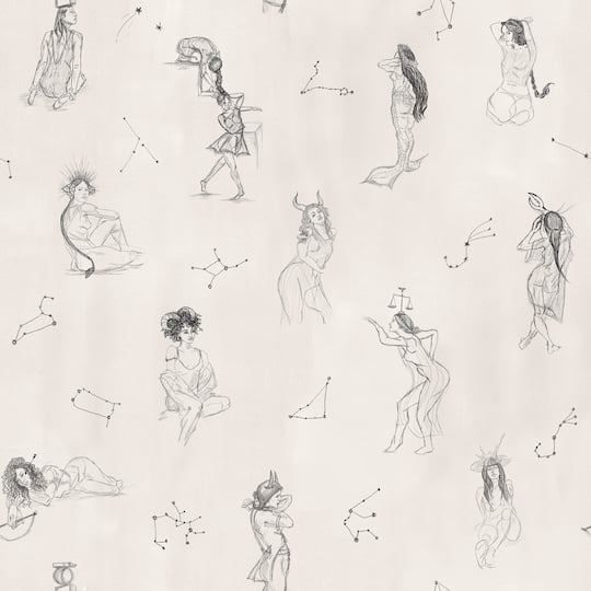 Mr. Kate Luna Zodiac Cream & Graphite Toile Peel & Stick Wallpaper